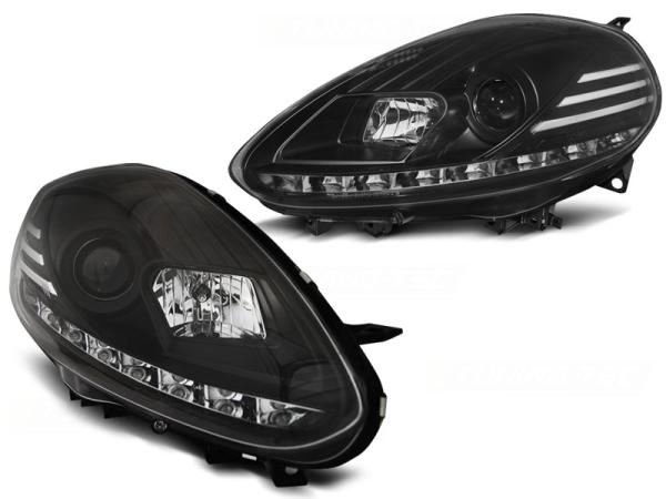 Scheinwerfer DRL LED Tagfahrlicht für Fiat Punto Evo Bj. 09-12 Schwarz